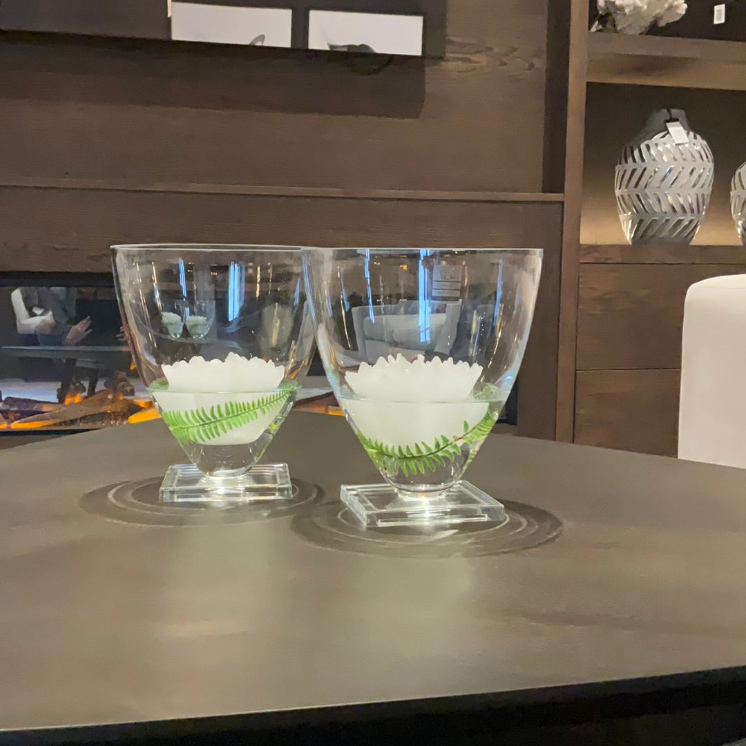 Clear Glass Round Vase on Base