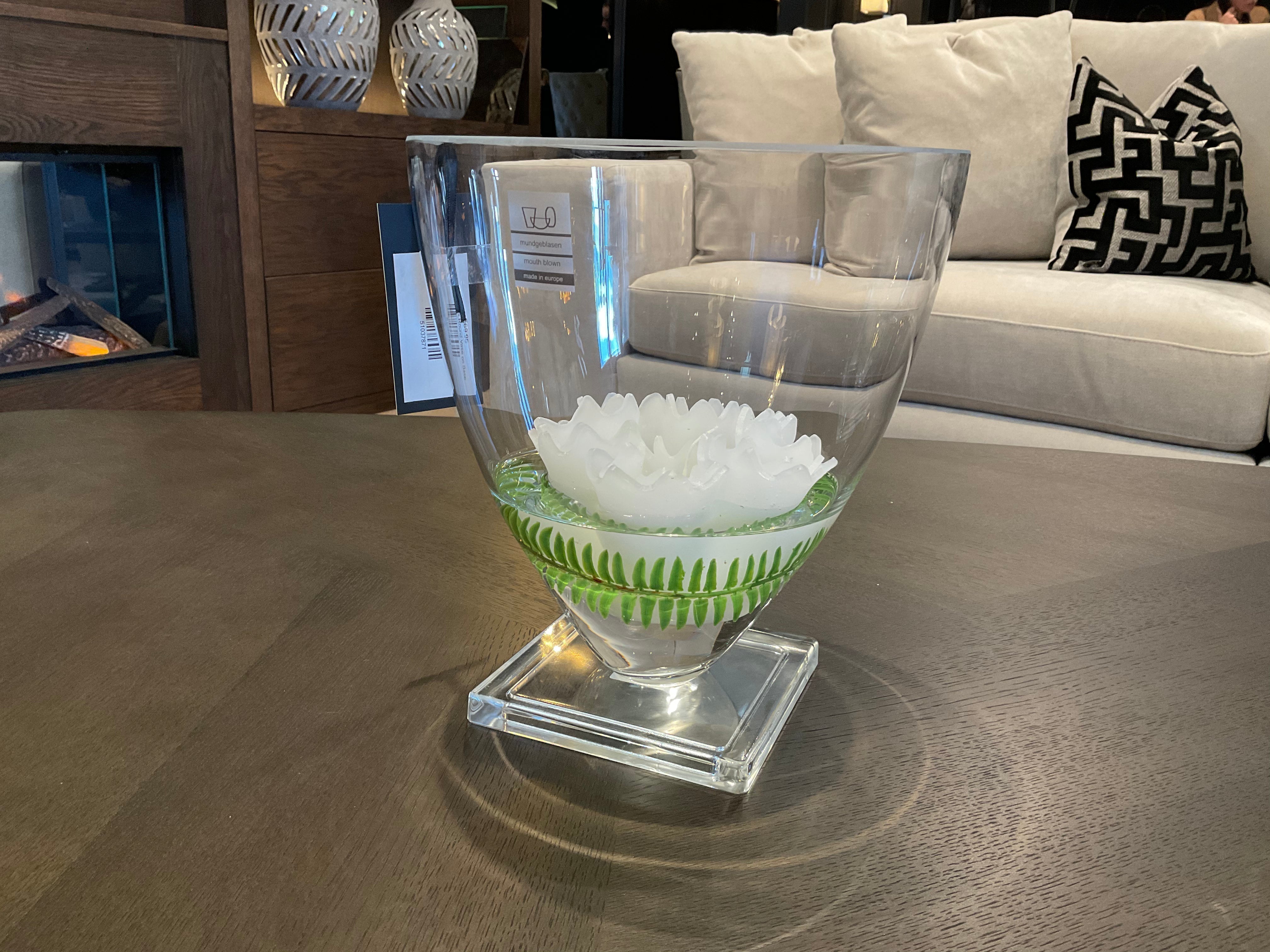 Clear Glass Round Vase on Base