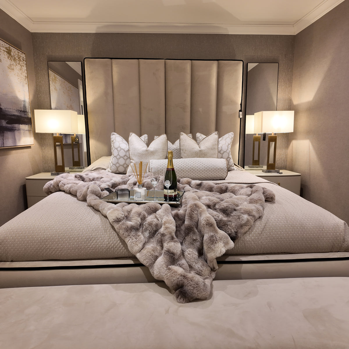 Custom made Belle Bed & frame with a super High Headboard