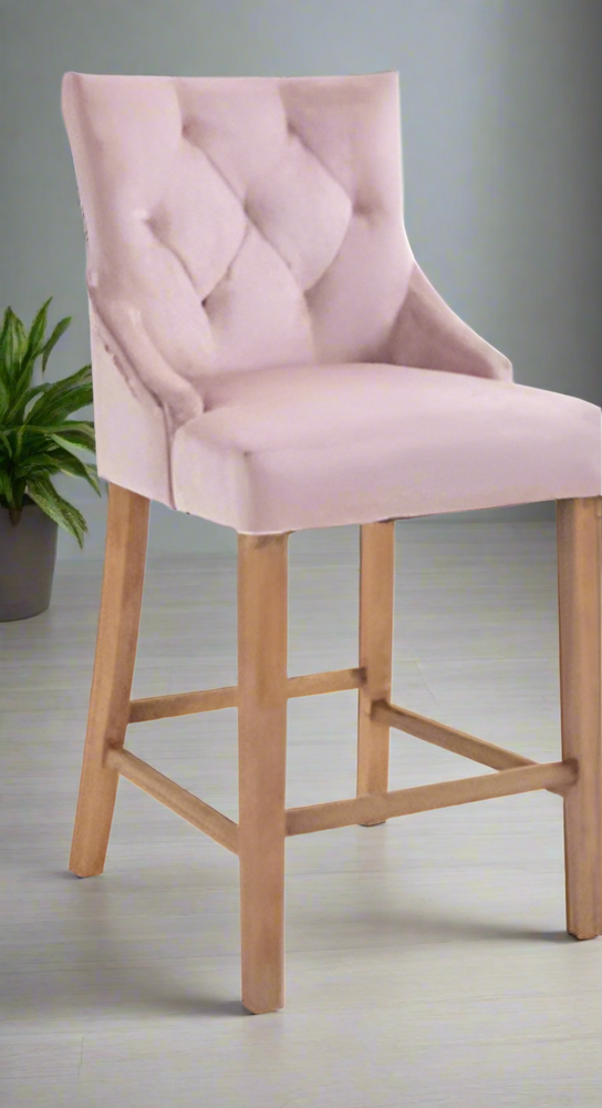 Sandrine velvet counter Stools blush pink almost half price Instore   payment only. set of 3
