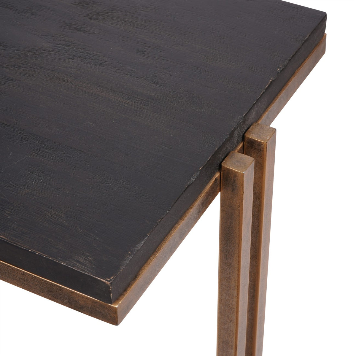 Darby Black Sandblasted Wood and Champagne Frame Console Table Reduced