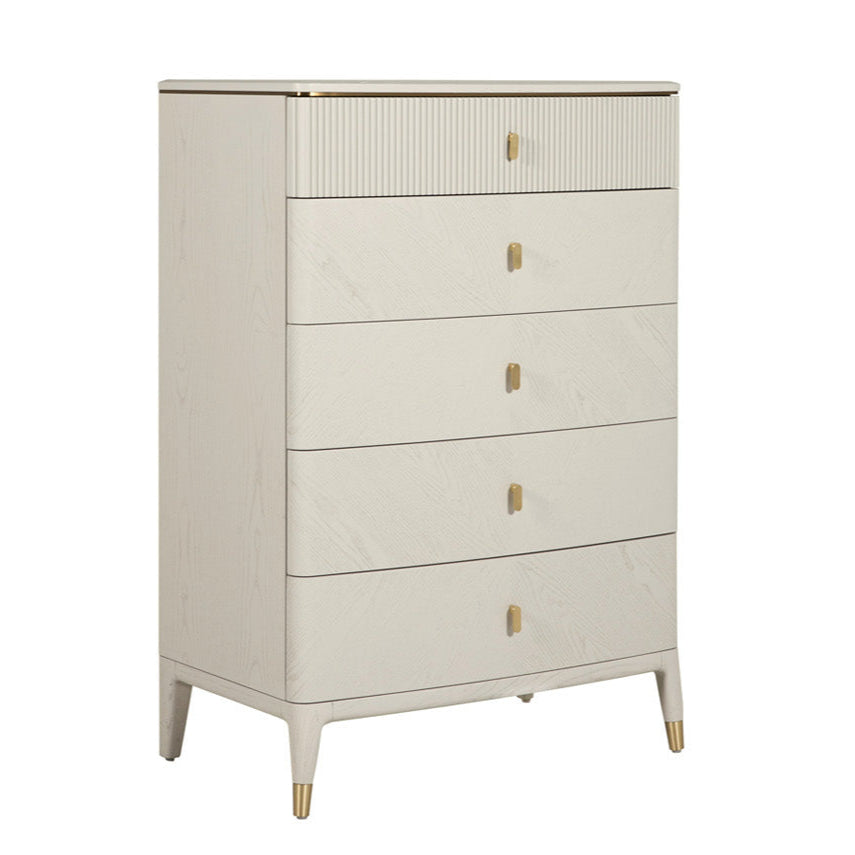 Darcy 5 Drawer Tall Chest Ebony & Stone (excess weight item)