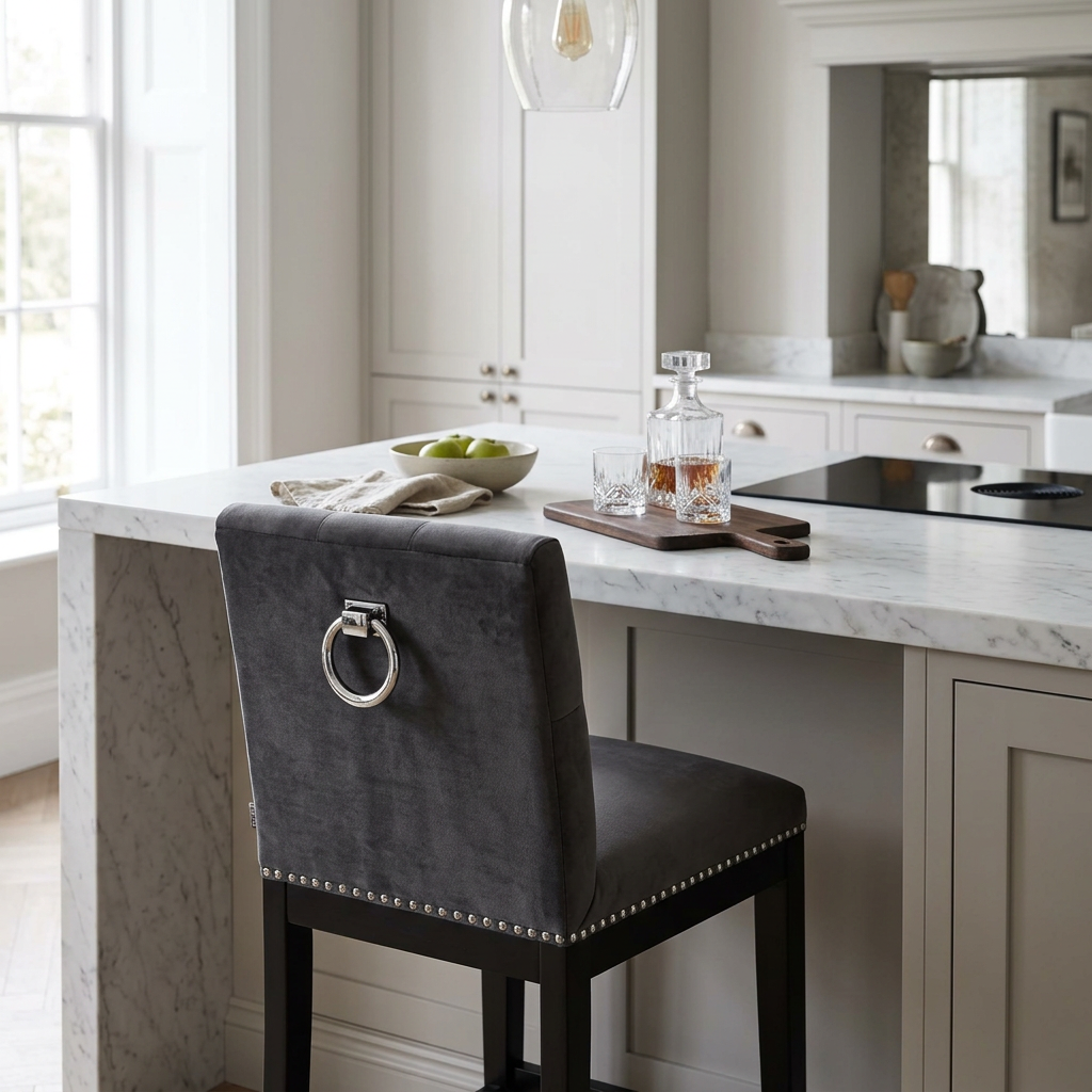 Domino Counter height bar stools by Eichholtz on sale reduced by 60% by Eichholtz