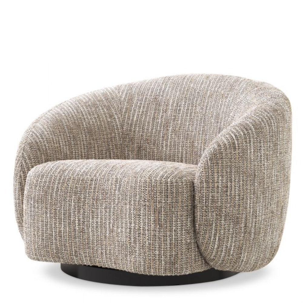 Eichholtz Adore Swivel Armchairs in Mademoiselle Beige Upholstery