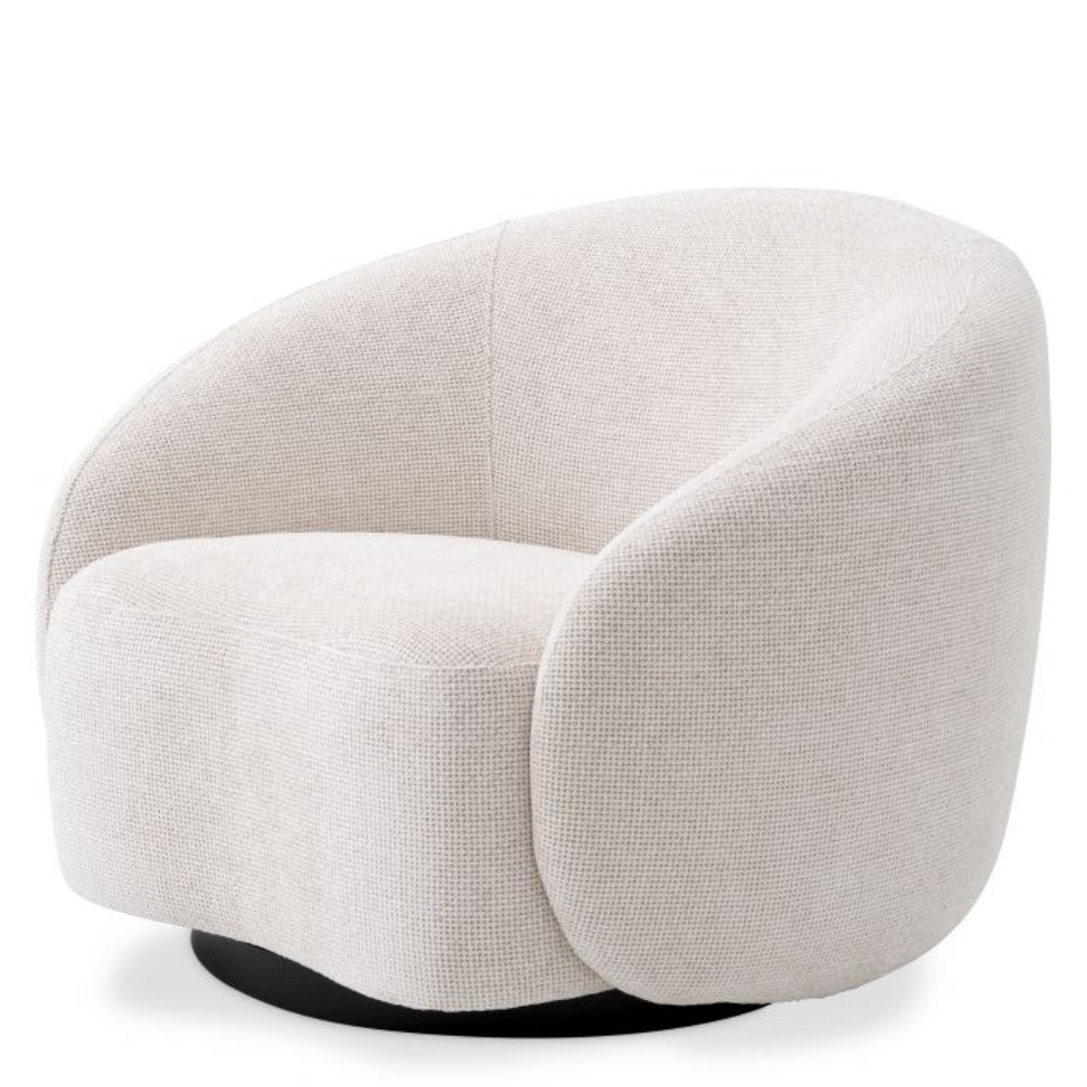 Eichholtz Amore Swivel Armchair in Lyssa Off White Upholstery