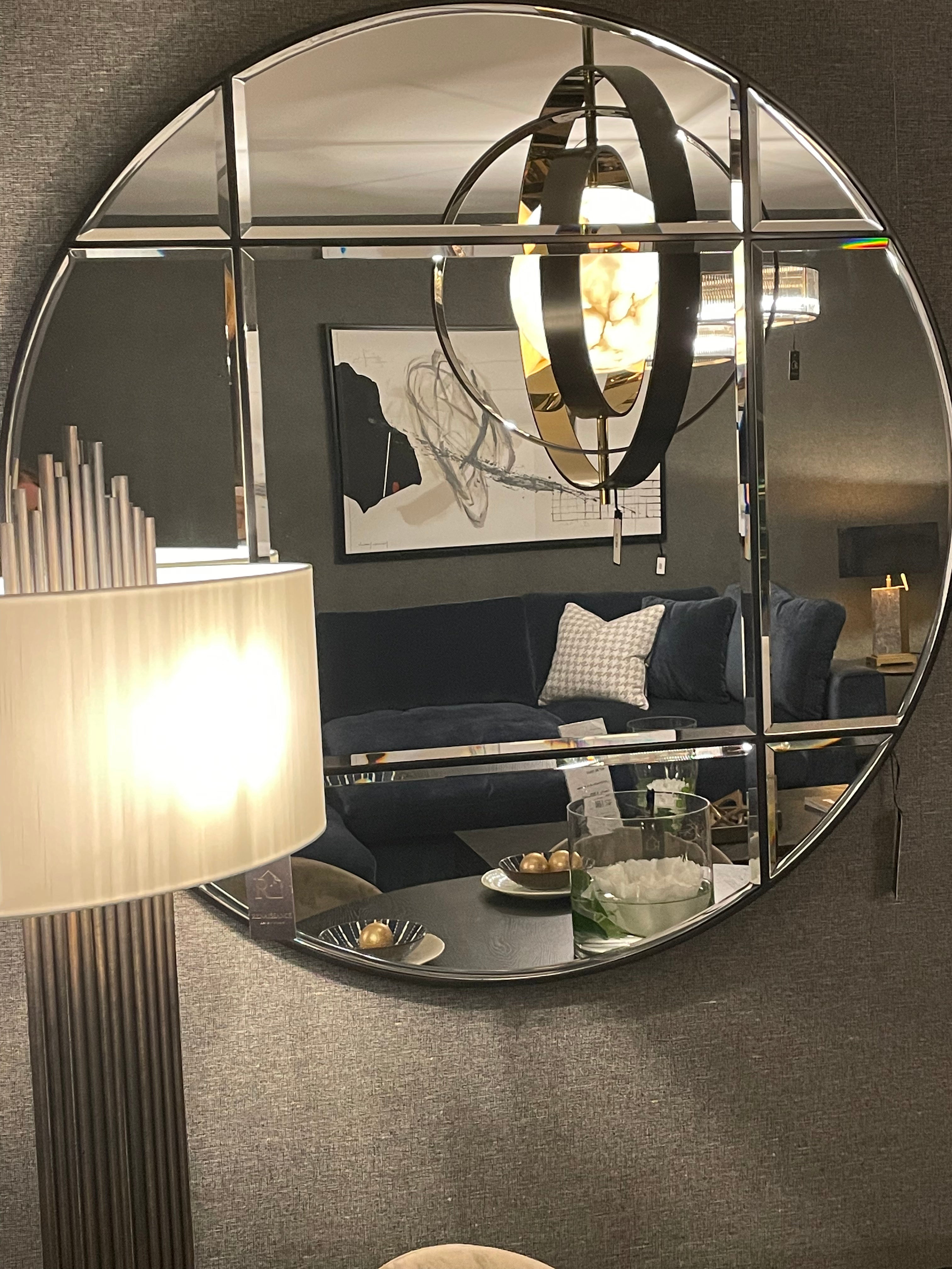 Eichholtz Beaumont Round Beveled Mirror, Bronze Finish, 110 cm