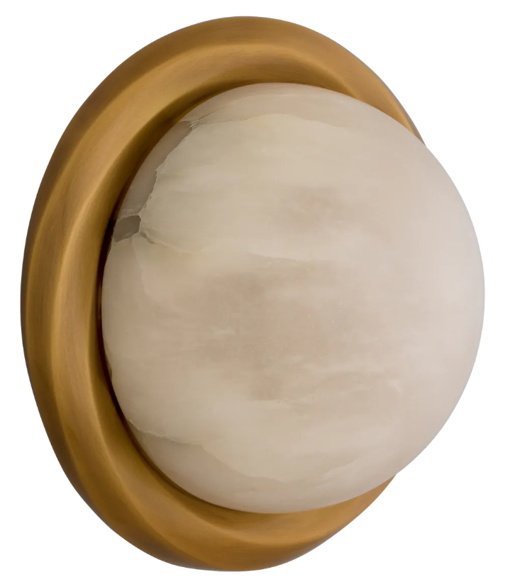 Eichholtz Vigo Alabaster Wall Lamp in Antique Brass Finish