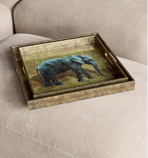Elephant Decorative Set of 2 Nesting Trays