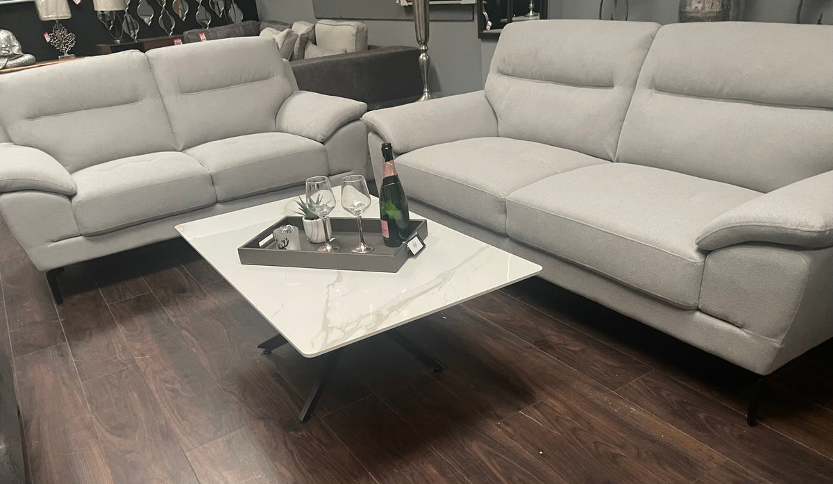 Enzo white marble and gold coffee table set.
