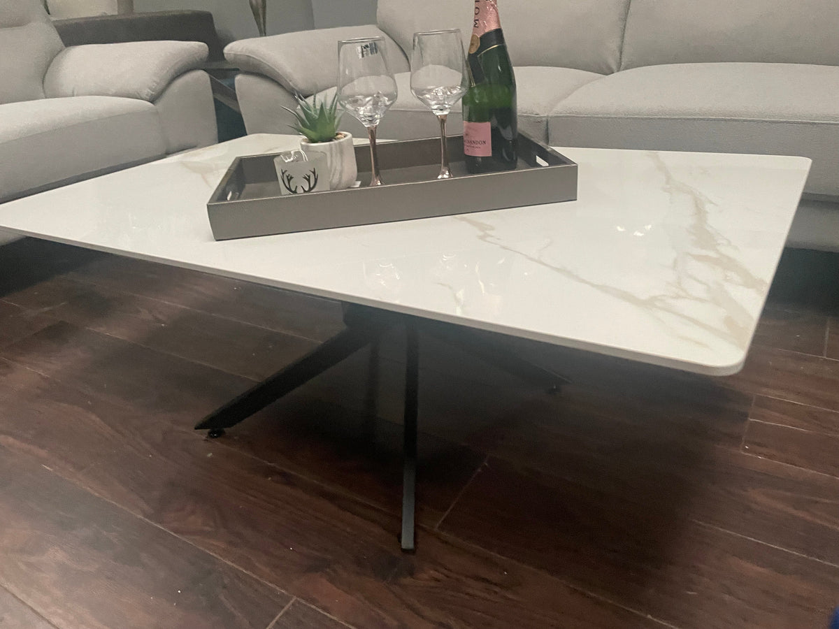 Enzo white marble and gold coffee table set.