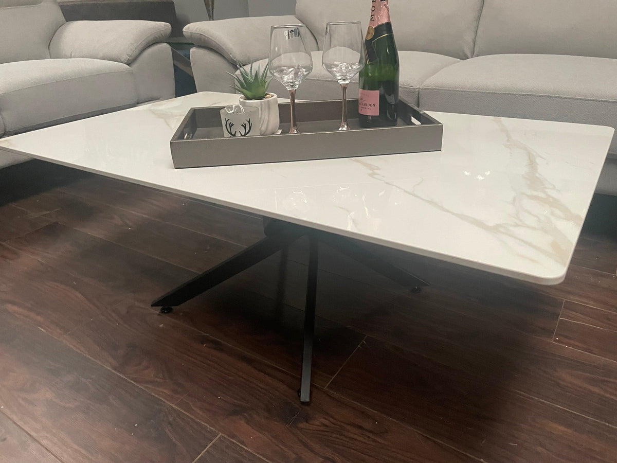 Enzo white marble and gold coffee table set.