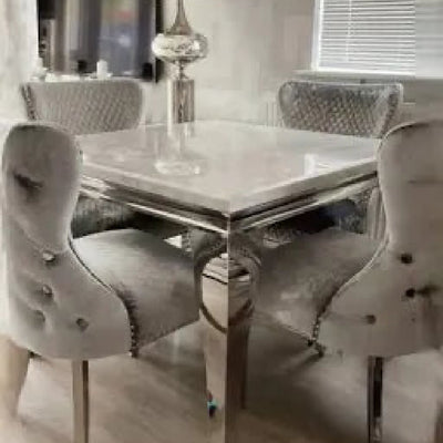 Louis white dining table 160 cm chrome and white glass reduced clearance offer