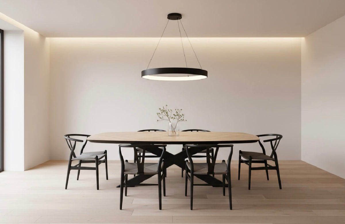 Fishbone 240cm Contemporary Oak Dining Table ex showroom save up to 50% off by pmp