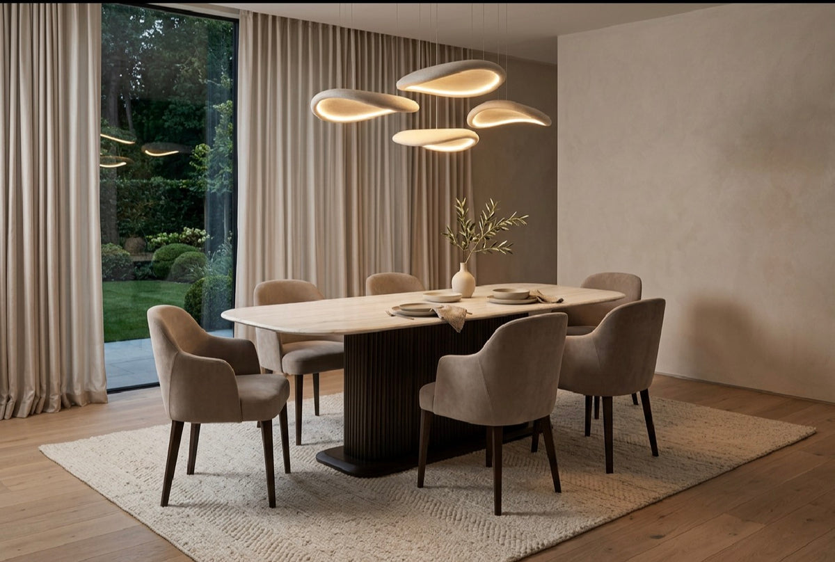 Meridian large Morchana marble dining table on stunning floating base by Richmond