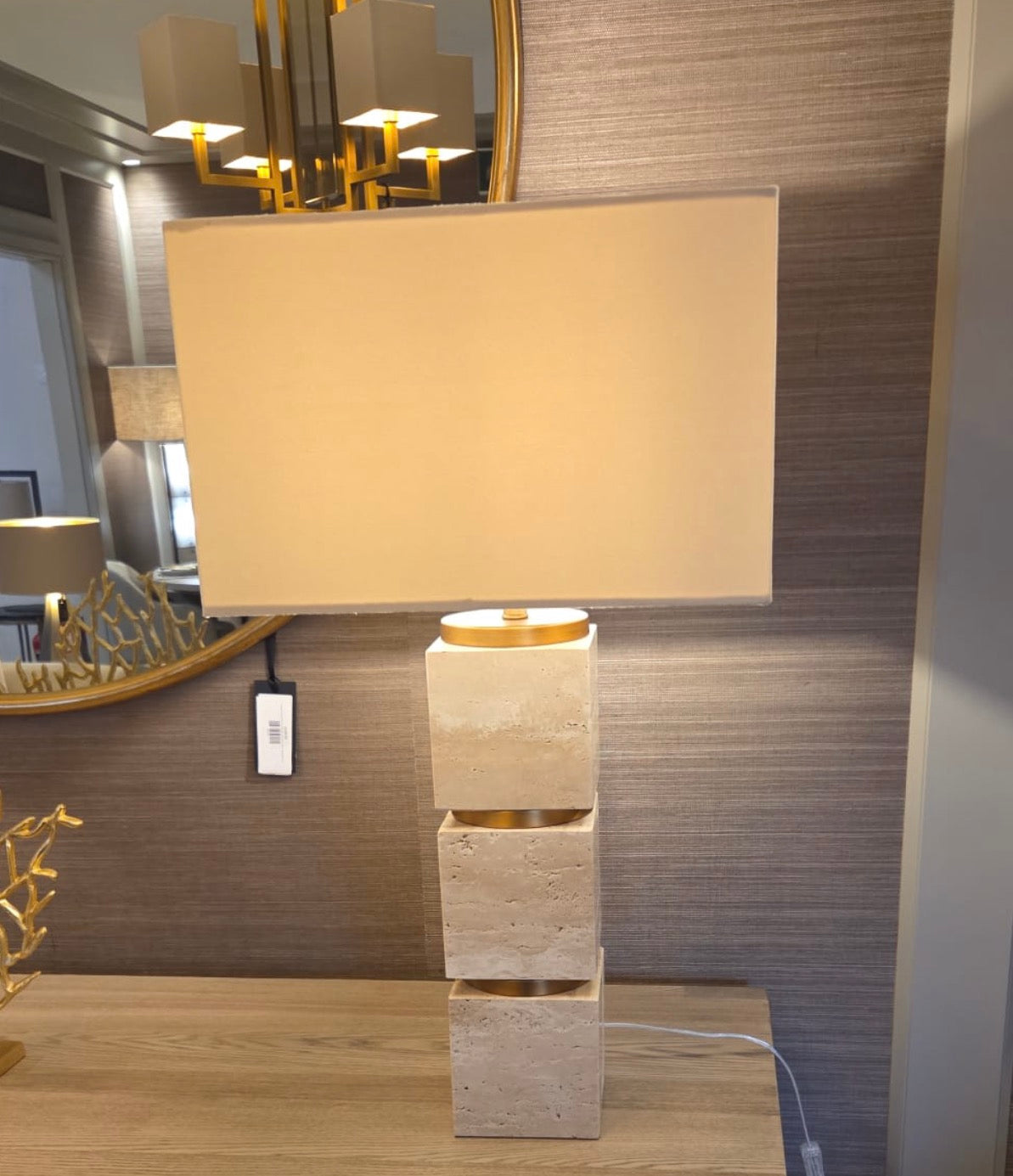 JJ Travertine cream table lamp including shade 70 cm Reduced !