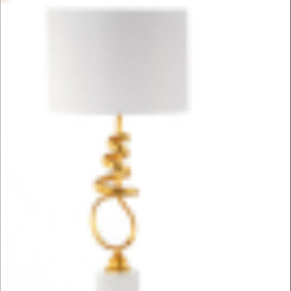 Mindy Gold  and marble tall table lamp with white shade  half price Sale Special