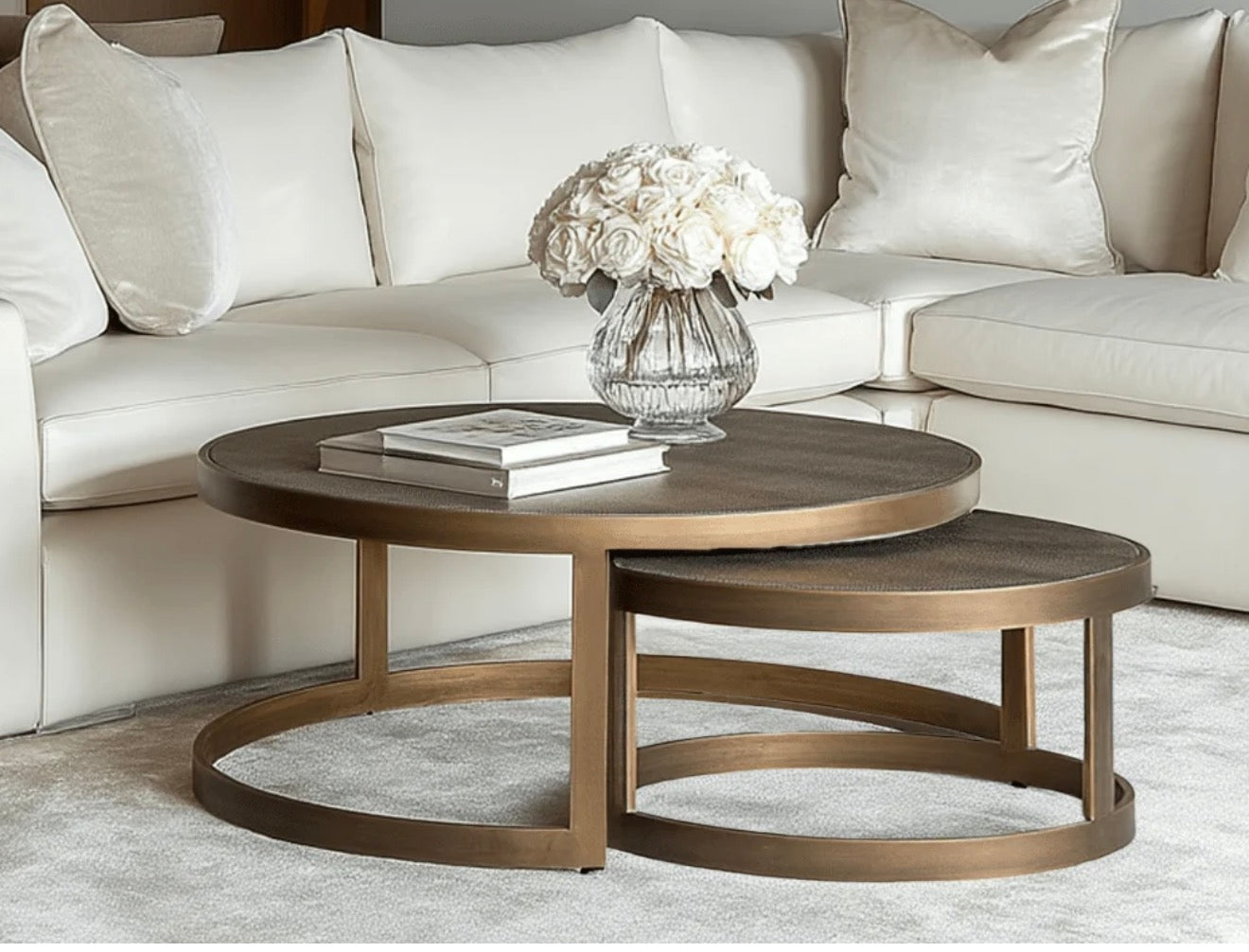 Kensington Coffee Table Nest with glass protection set of 2 tables Reduced by Richmond