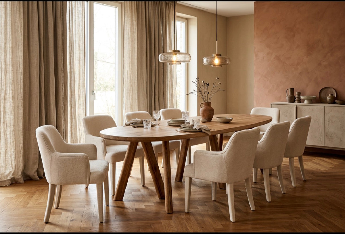 Bayshore Solid Oak 259 cm Dining Table by Eichholtz . With Natural Wood Grain Design . Half price Deal 1 only ! by Eichholtz
