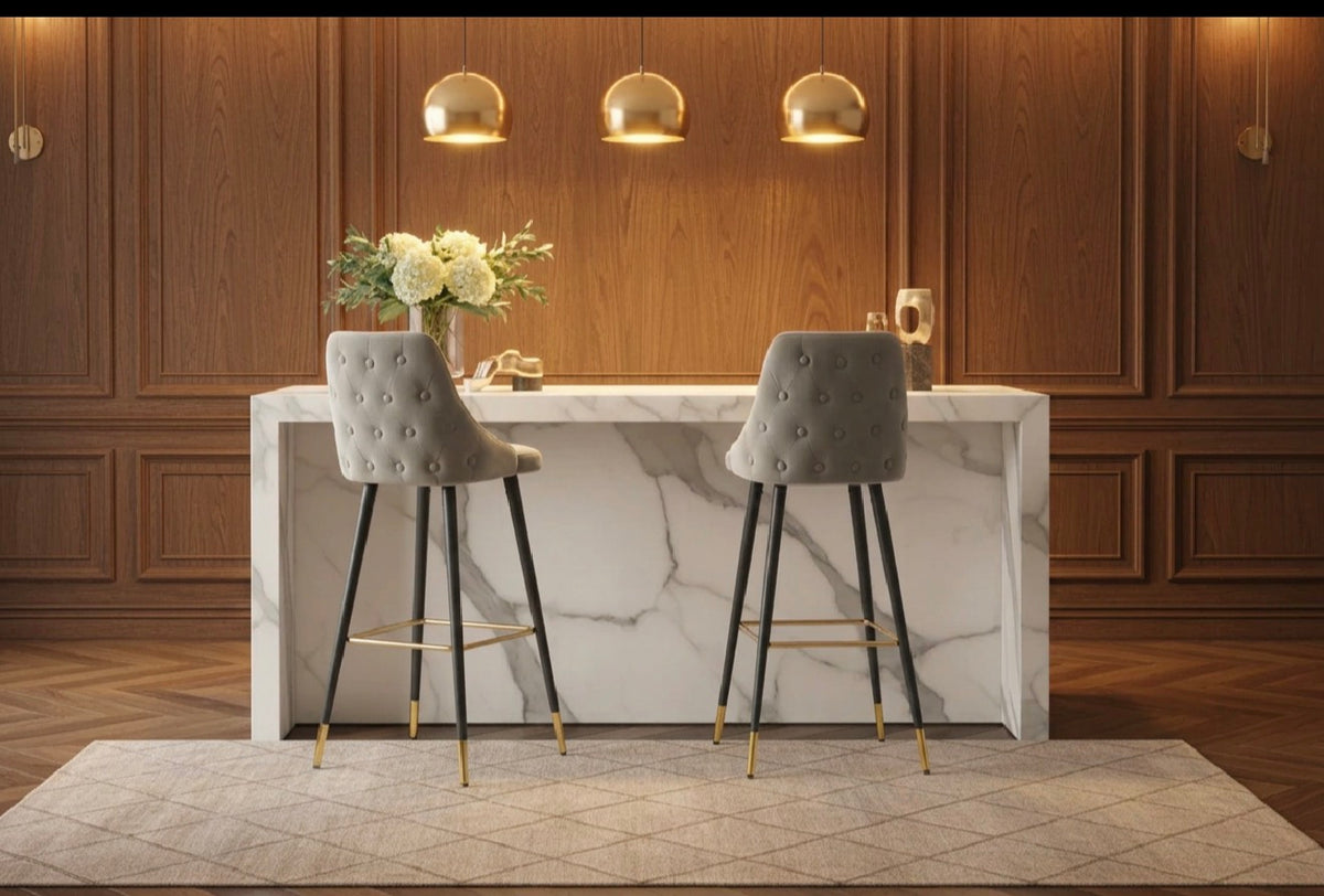 Avanza Bar Stool x set of 2 Greige velvet fabulous ! by balmoral