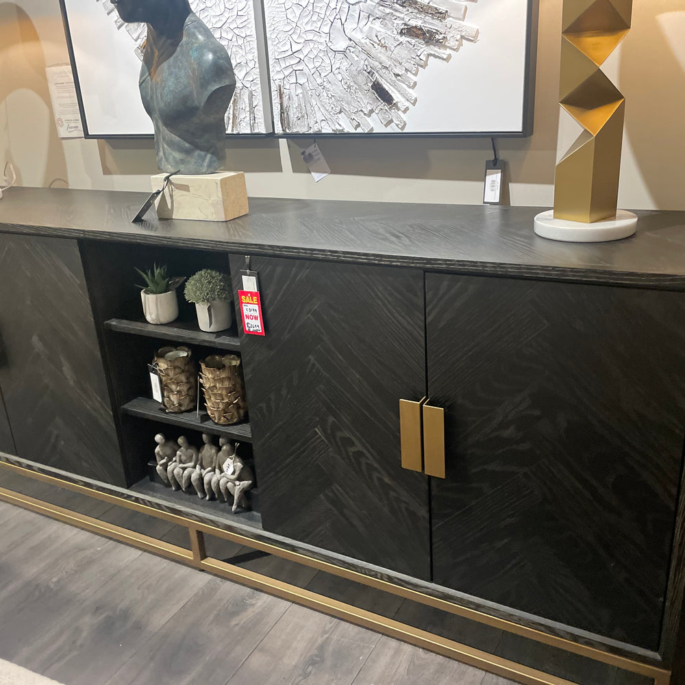 Blake X Large black Sideboard  w Brass hardware reduced showroom model