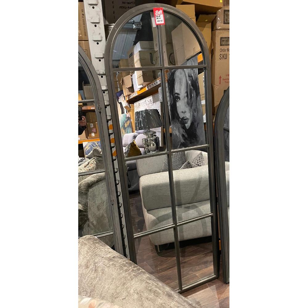 Libra Arch Window Mirror 180 cm Grey Metal HALF price-Renaissance Design Studio