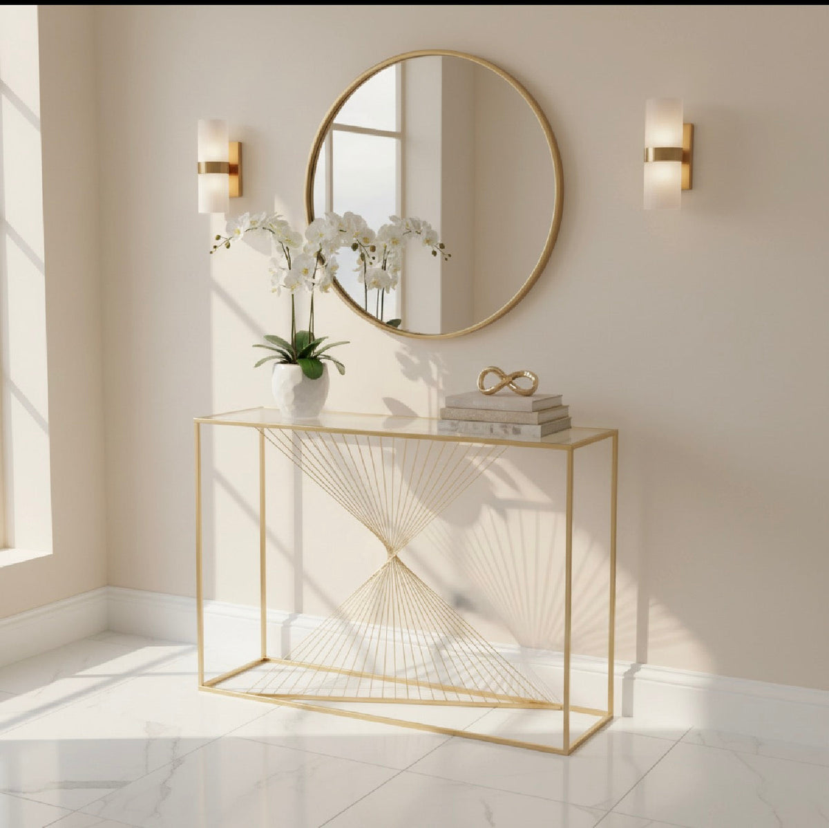Gold lunar console table . 107 cm Last one .