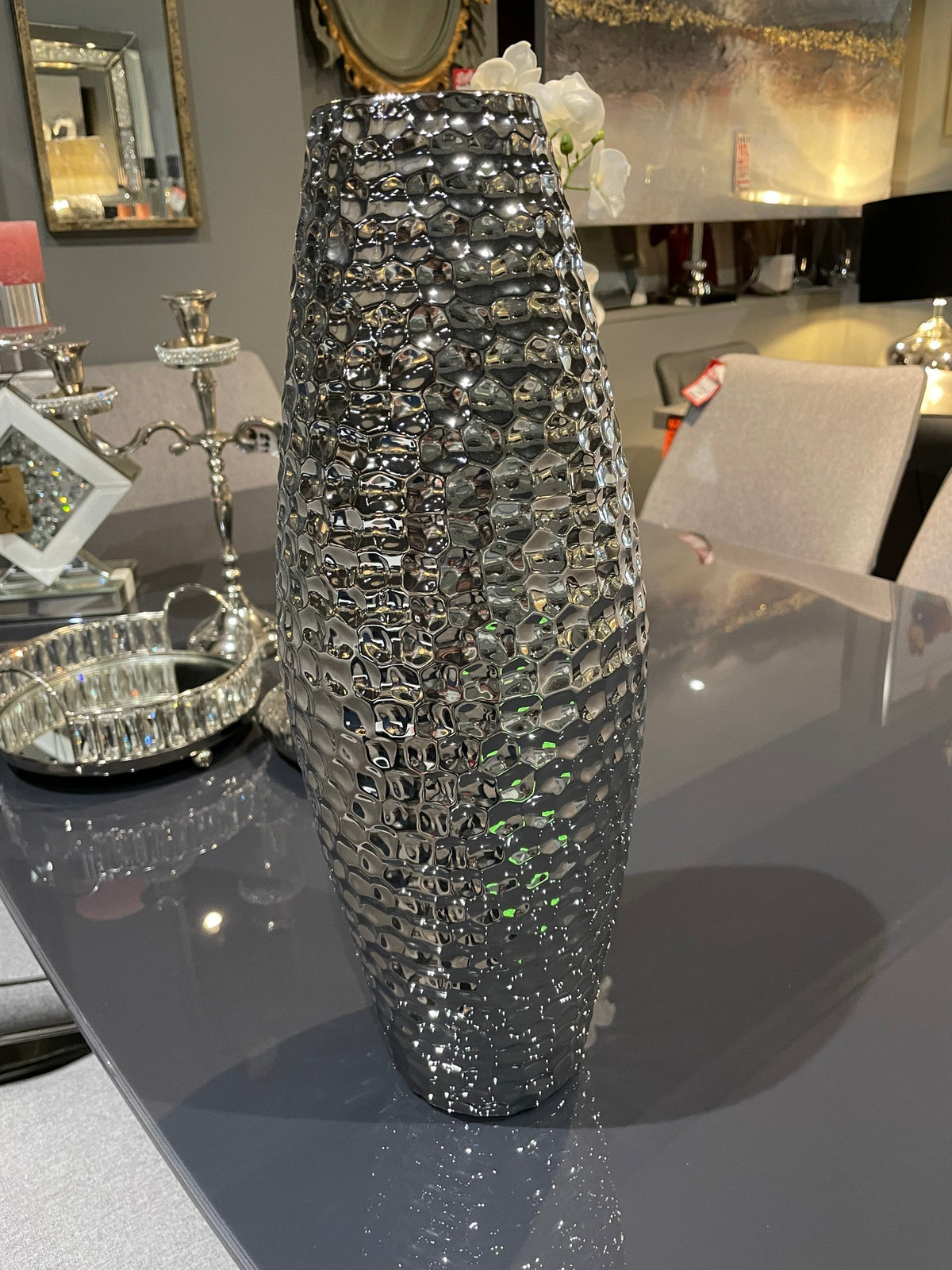 Hill large silver vase with dimples reduced to half price