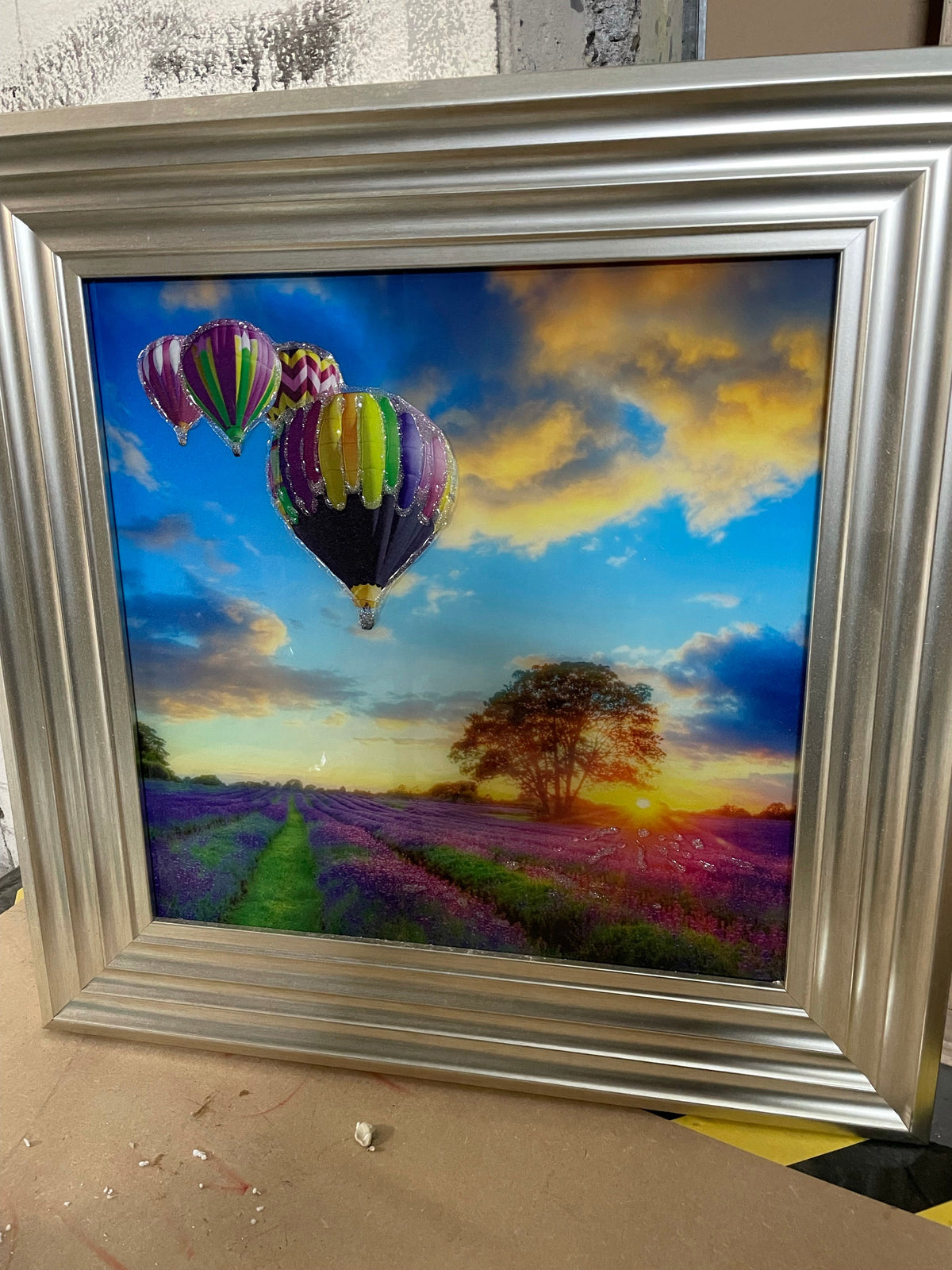 Hot Air colourful wall art size 52 x 52 cm LAST ONE reduced collect or pay postage