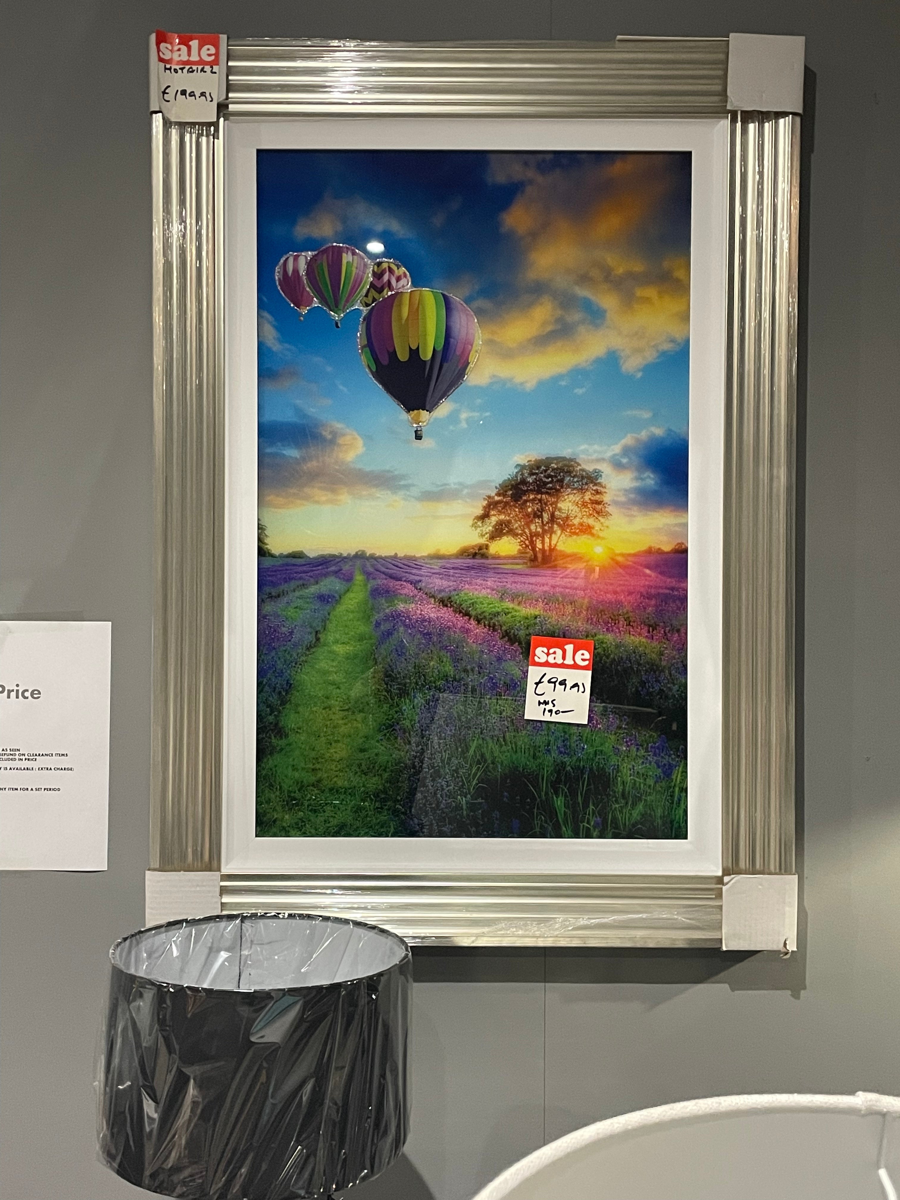 Hot Air framed pictures . CLEARING  LESS THAN HALF PRICE reduced for Instore pick up