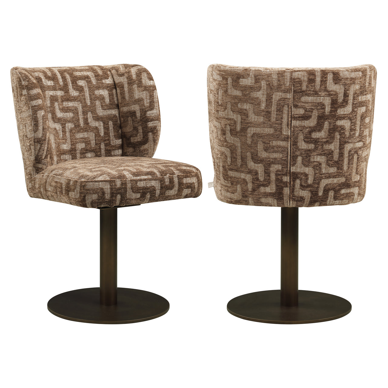Dining chair Fiona brown labyrinth swivel by Richmond