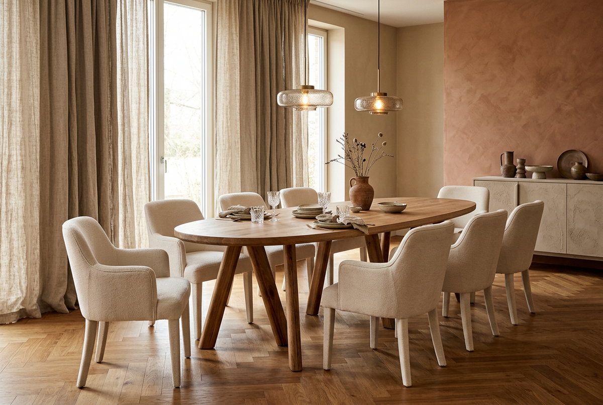 Bayshore Solid Oak 259 cm Dining Table by Eichholtz . With Natural Wood Grain Design . Half price Deal 1 only ! by Eichholtz