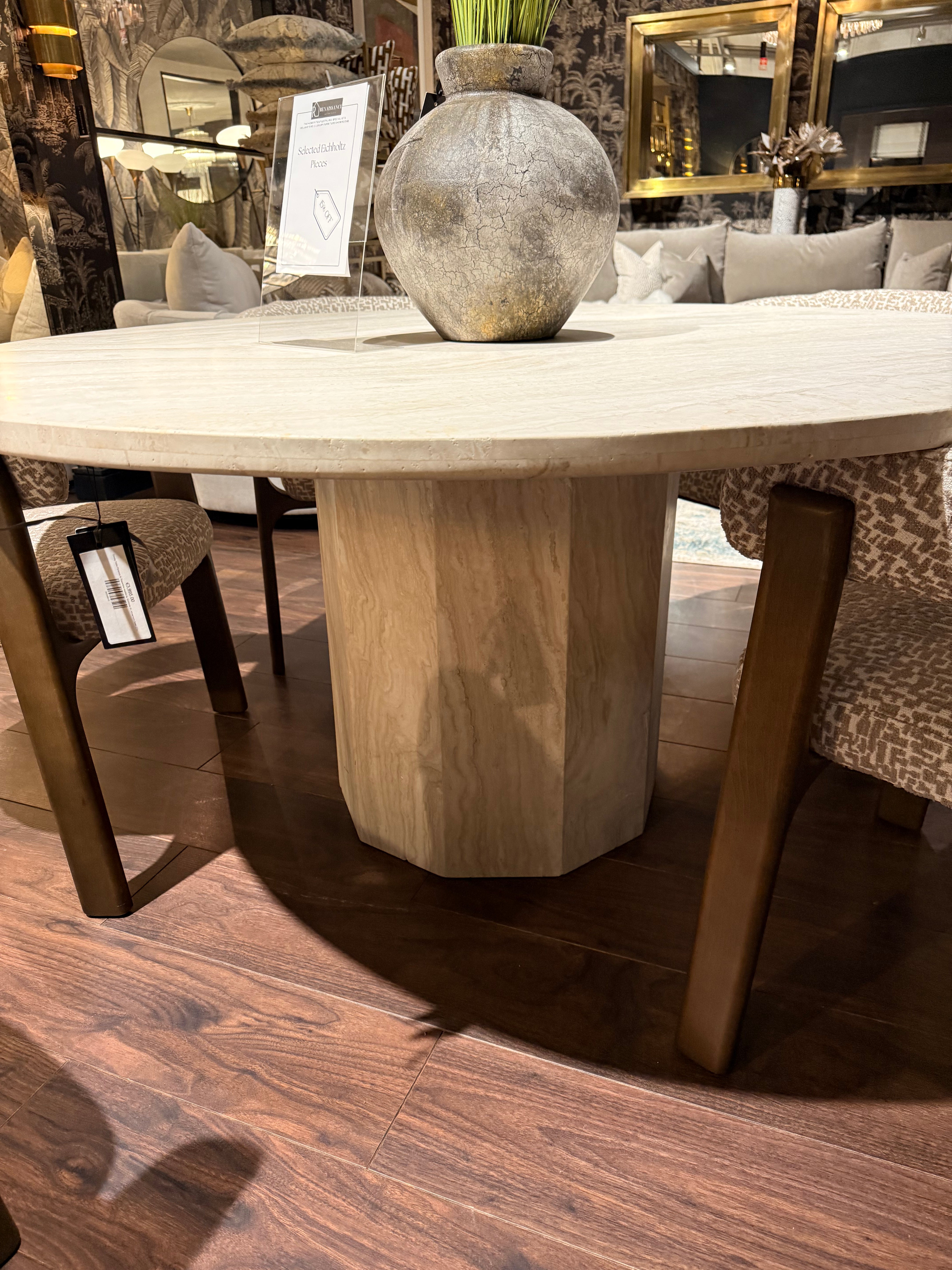 Eichholtz Florence Travertine Dining Table ex showroom 30% OFF by Eichholtz