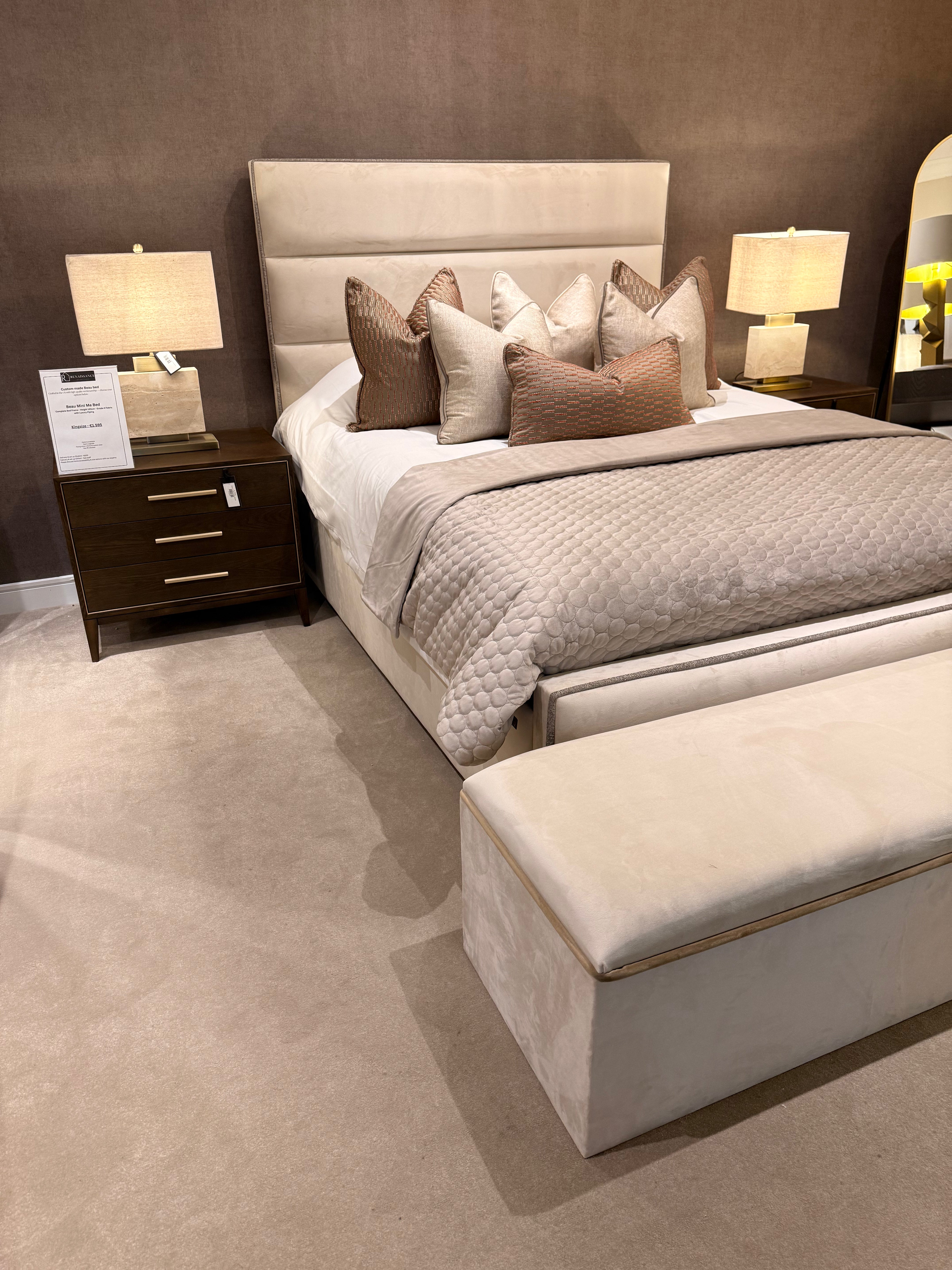 Beau mini me with diagonal lines custom made complete bed