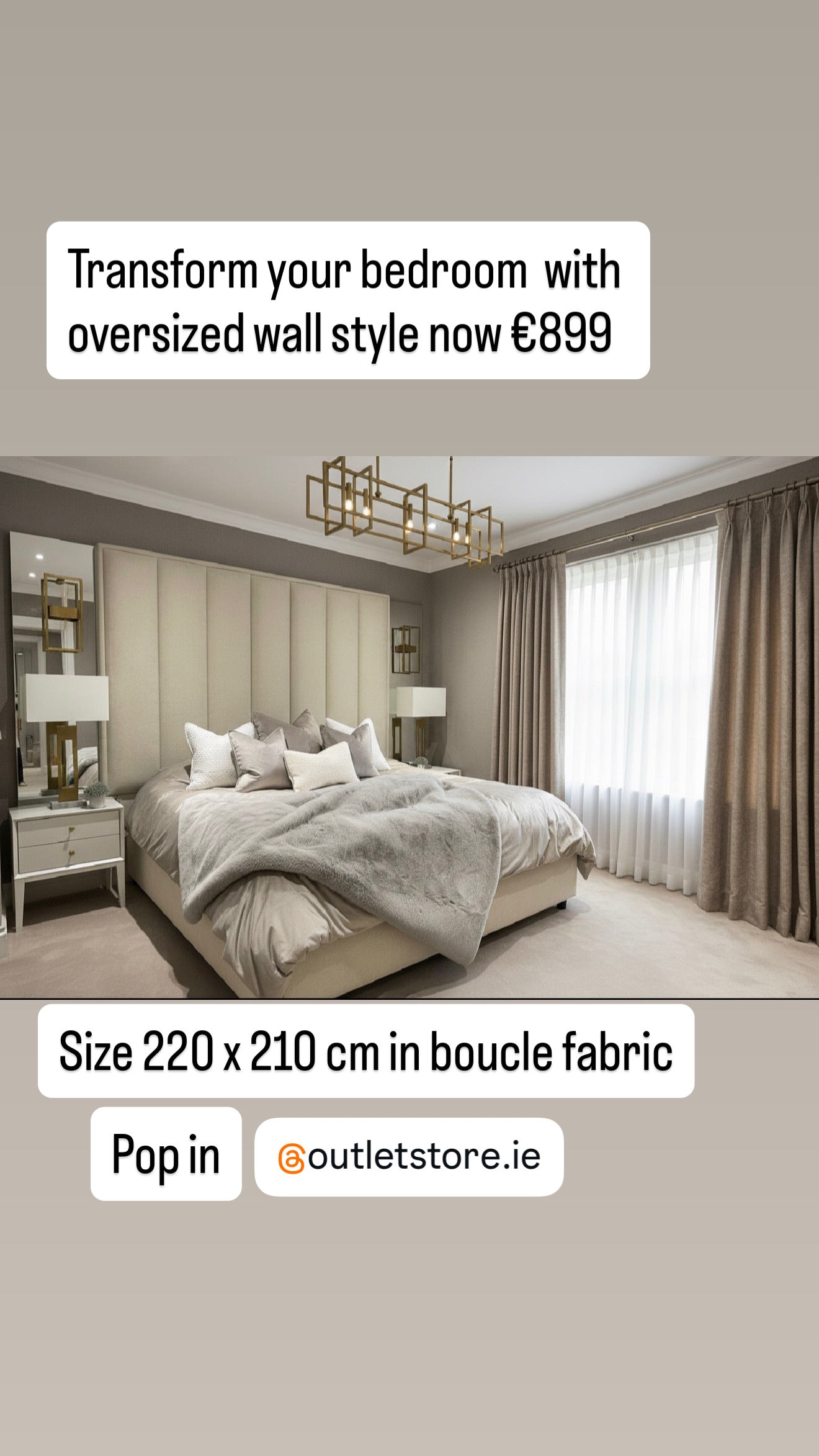 Delta Full wall  height Emperor headboard   XXL size .    MEGA SALE  item sold as seen in showroom