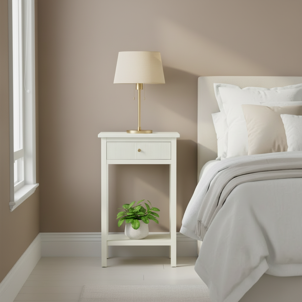 Special exclusive offer London  1d bedside cabinet white free delivery of collect and get a €30 gift card