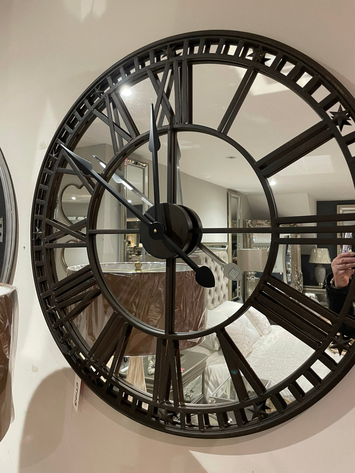 INDUSTRIAL 103 LARGE MIRRORED ANTIQUED CLOCK 81 cm