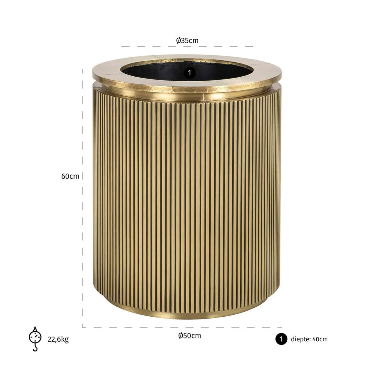 Ironville Planter In Brushed Gold 50Ø REDUCED by 10%