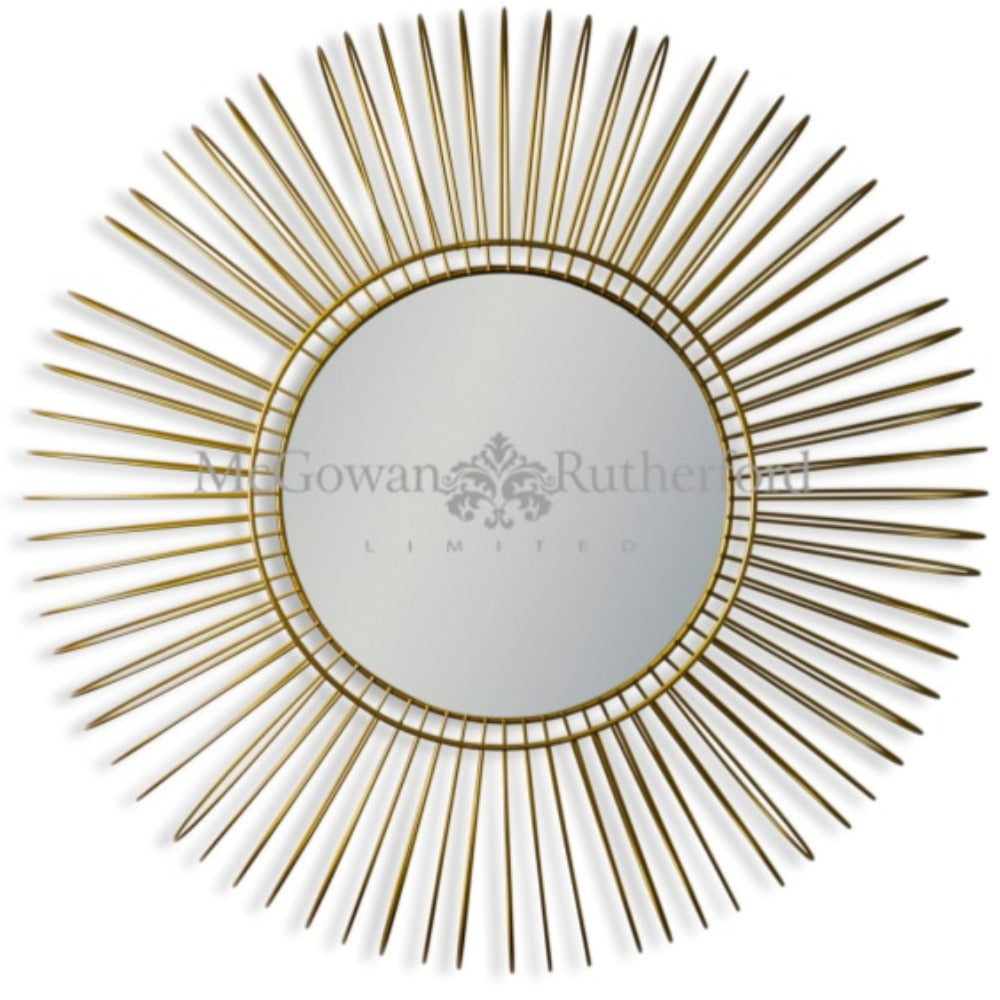 LARGE GOLD METAL DEEP WIRE FRAME WALL MIRROR