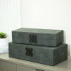 Luxury grey jewellery box with gunmetal handle set of 2 reduced