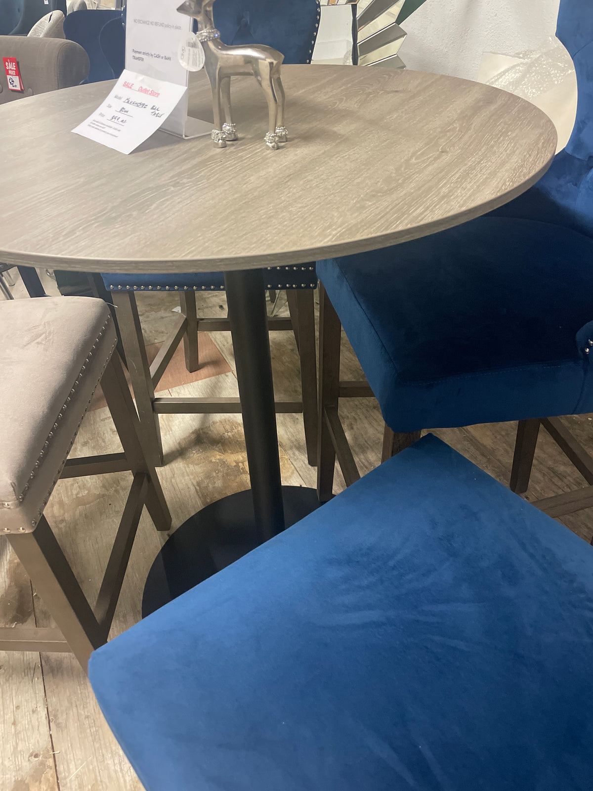 Manchester Round Bar Table 80cm Grey oak with smart top