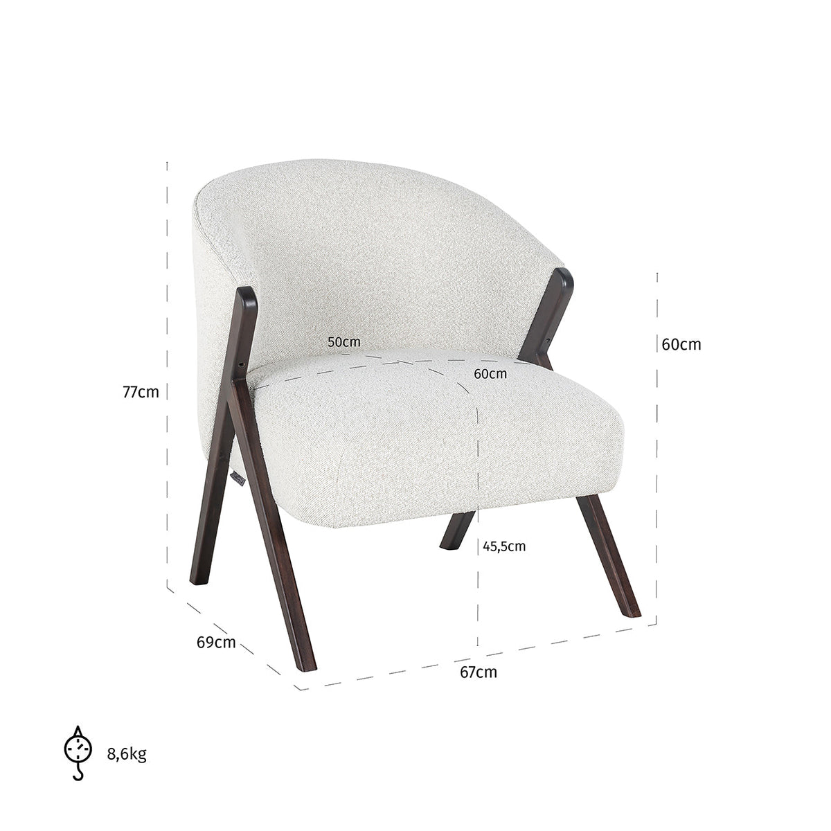Mia occasional chair in white boucle