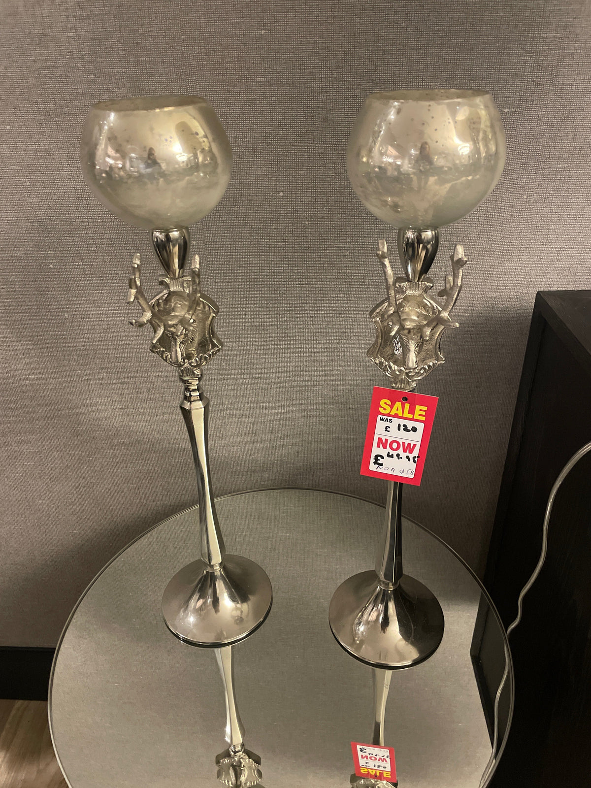NOA tall Candle holders reindeer stag .less than HALF PRICE
