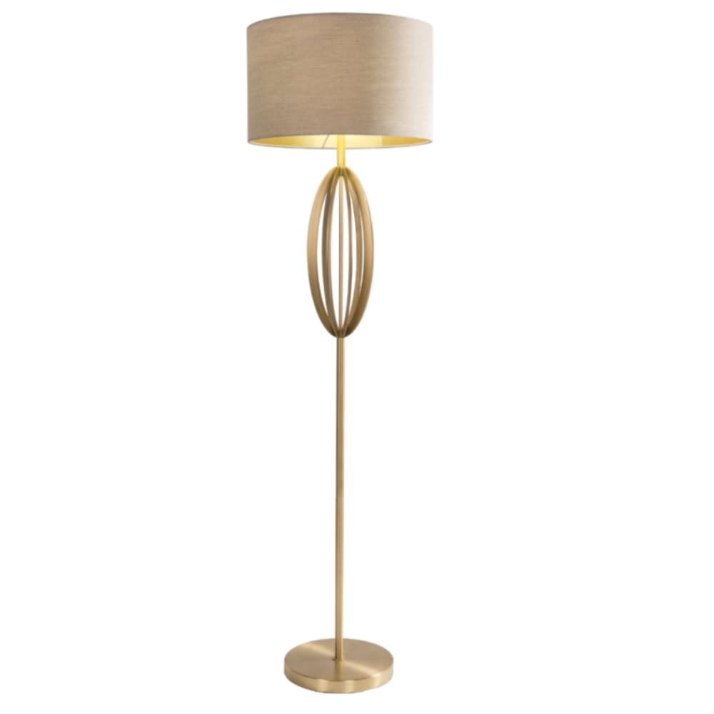 Olivia antiqued brass floor lamp w shade
