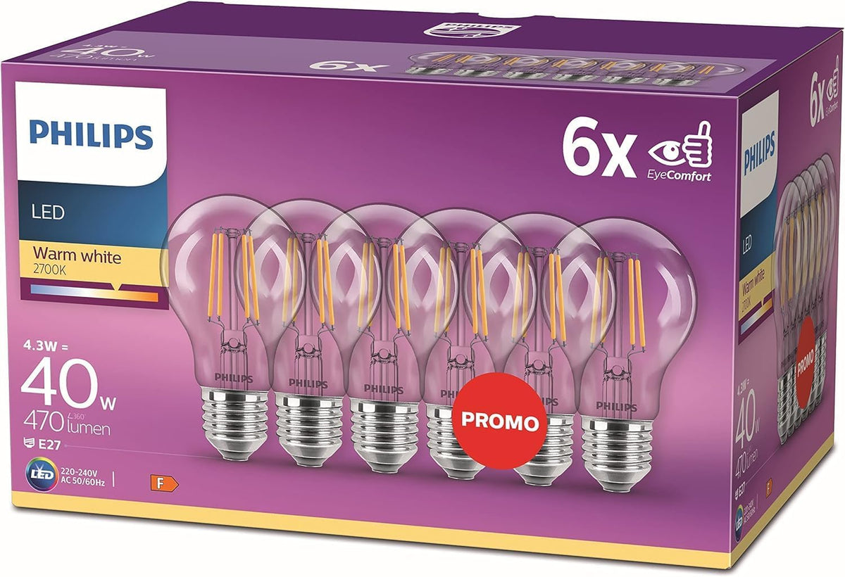 Philips Premium LED Bulbs E27. 4.3/40w warm white