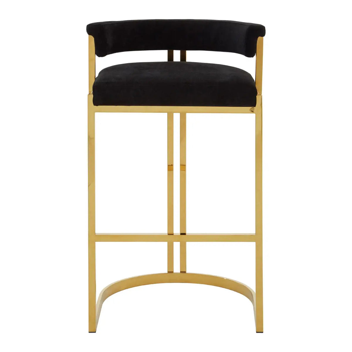 Piermont black velvet stool with gold frame by Eichholtz