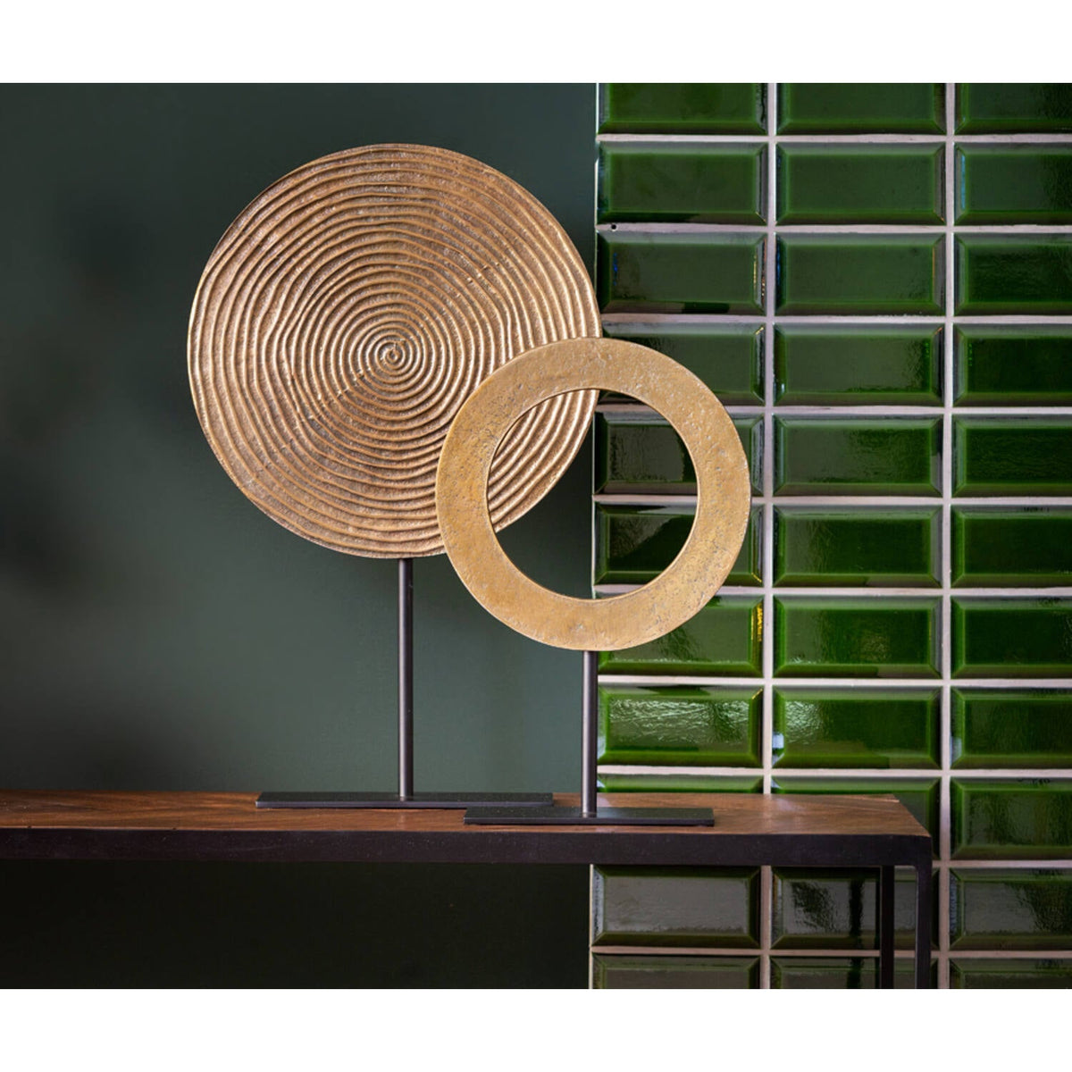 Roddy Bronzed Gold Disc On Stand - 2 sizes