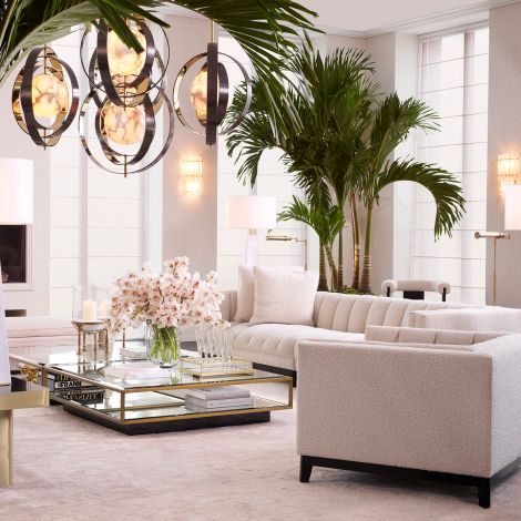 Ryan Large Coffee Table – Brushed Brass and Glass by Eichholtz