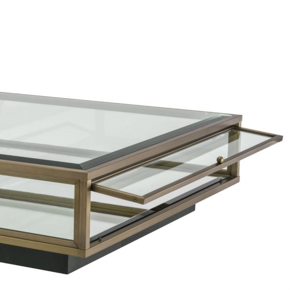 Ryan Large Coffee Table – Brushed Brass and Glass by Eichholtz