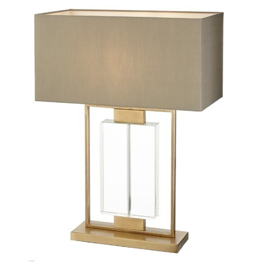 Ryston table lamp in antiqued brass and crystal