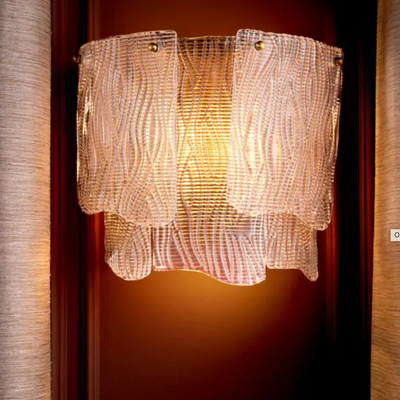 Wall Lamp Asinara Antique brass finish | textured glass by Eichholtz